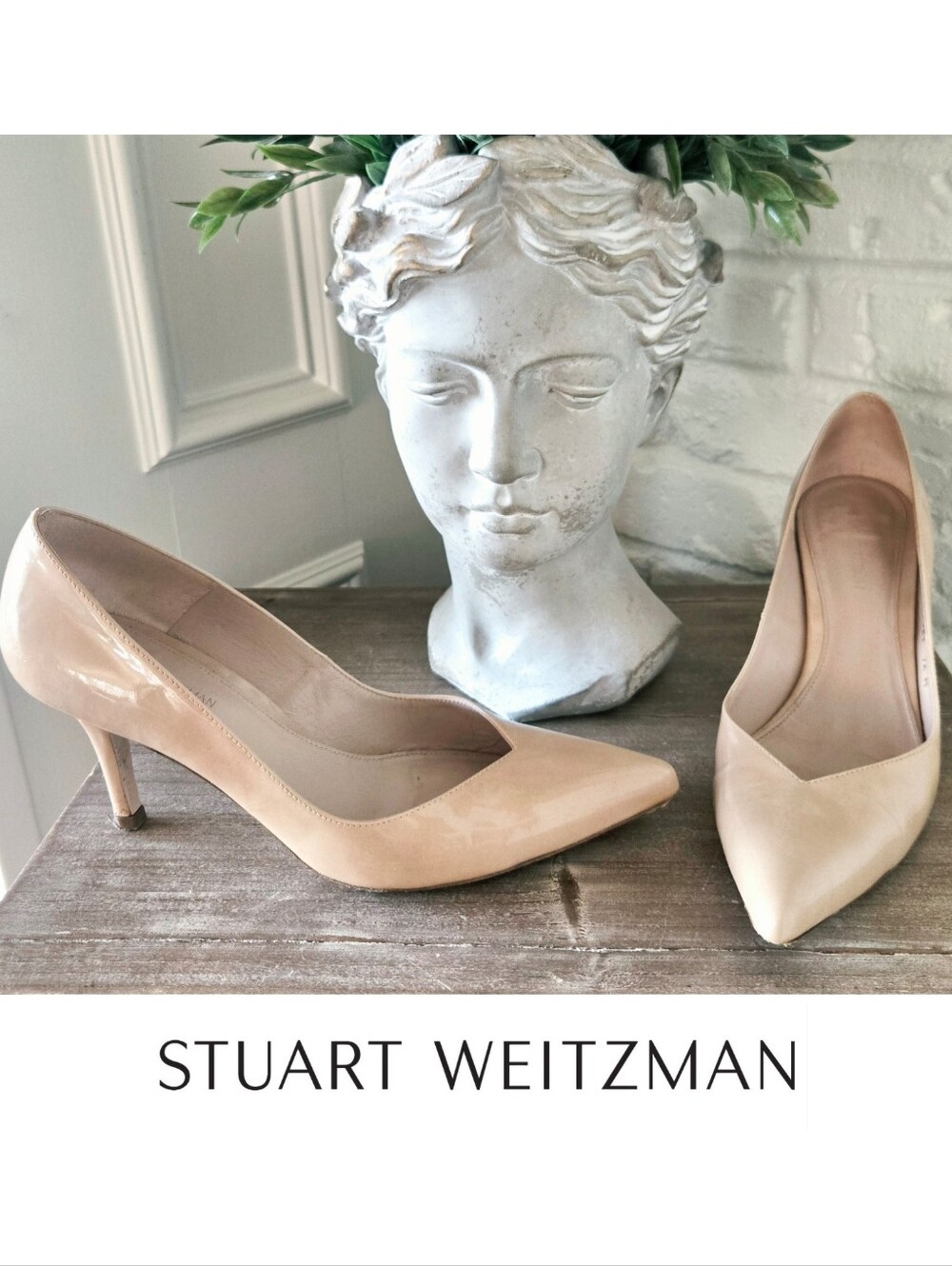 Stuart Weitzman Nude Patent Leather Heels, ORIG. DUST BAG & BOX, Orig. $375